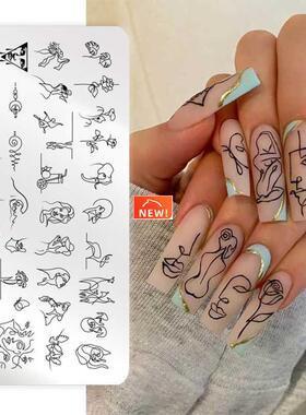 Nail Stamping Plates Line Pictures Stencil Stainless Steel