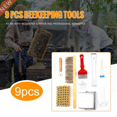 9-Piece Beekeeping Tool Kit Bee Rearing Equipment Includes