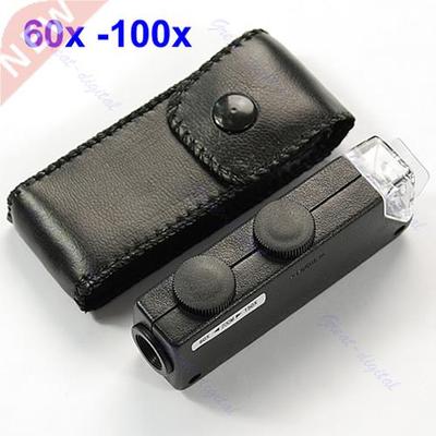 Mini Handheld 60x-100x Pocket Microscope Magnifer Loupe