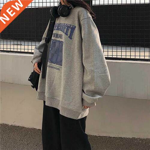 2021 Spring Autumn O-Neck Pullover Women Korean Loose Clothe