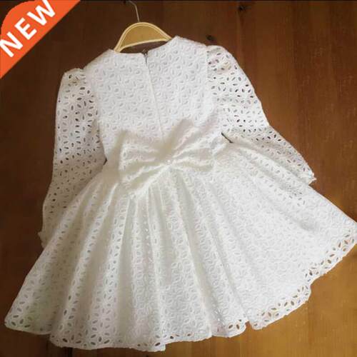 Girls White Cake Layers Dresses Kids Pull Sleeve Elegant Par