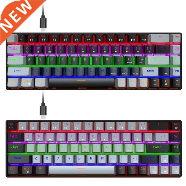 Hxsj V800 Mechanical Keyboard 68 Keys Rgb Backlit Gaming Blu