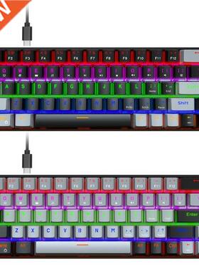 Hxsj V800 Mechanical Keyboard 68 Keys Rgb Backlit Gaming Blu