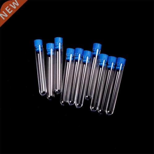 10Pcs 12*75mm plastic Test Tubes Rimless With Push Caps La