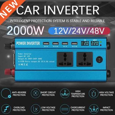2000W Car Inverter Charger DC 12/24/48/60V to AC 220V Sine