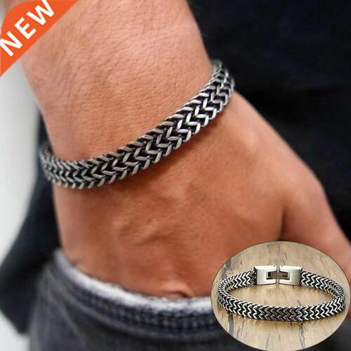 Vnox Vintage Oxidized Cool Double Curb Chain Bracelets for M