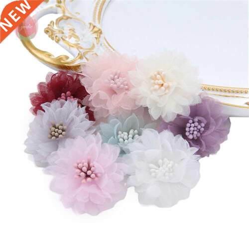 10Pcs 4Cm Chiffon Artificial Flowers Head Room Wedding Decor