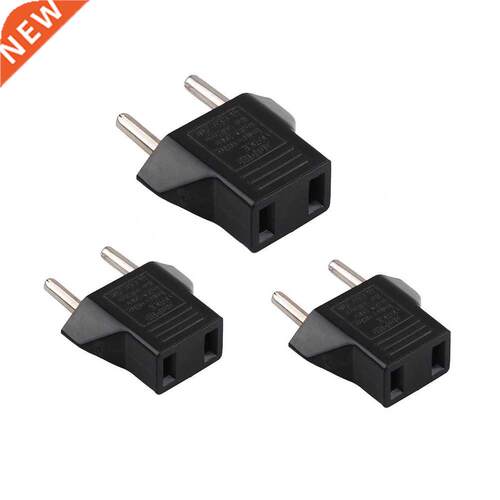 3pcs Black 6A US TO EU Adapter Plug USA to Euro Europe Wall