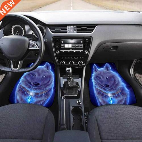 4PC Custom Universal Car Floor Mat Wolf Background Rubber An