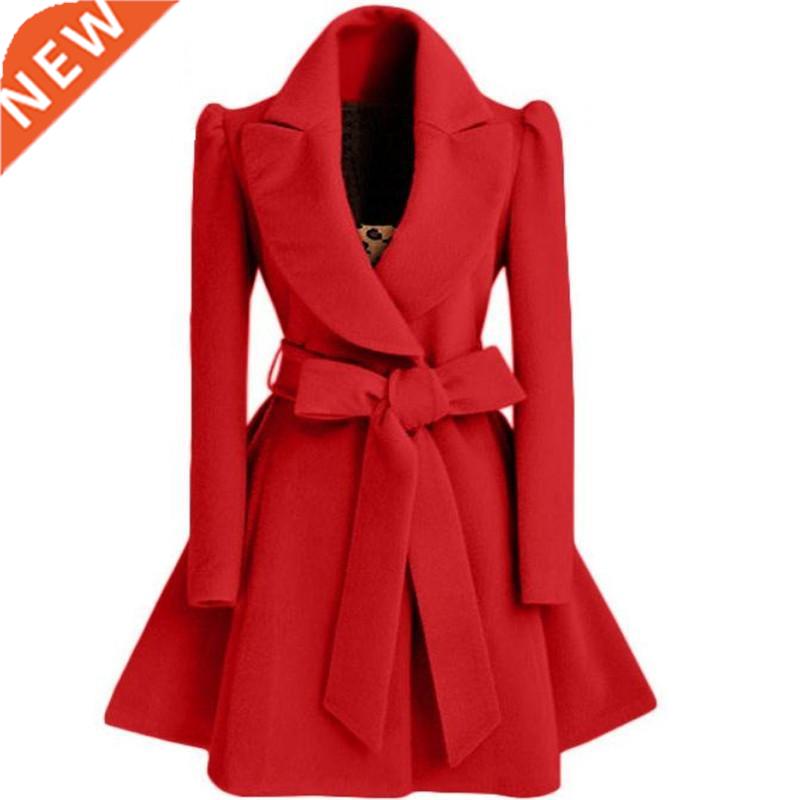 Korean women's woen windbreaker Overcoat jacket coats Red
