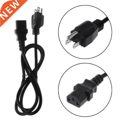 Black PVC US Plug -Pin AC Power Cord Cable Cable Wire 1.2m