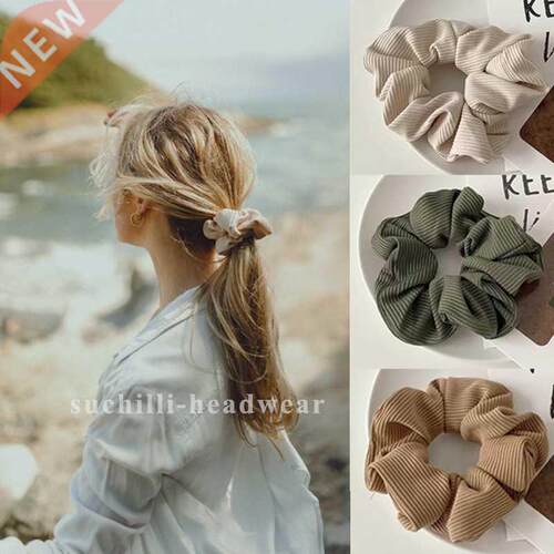 2022 New Knitted Hair Scrunchie Headband for Women Solid Col