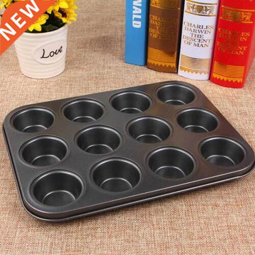 Non-stck Round 12 Cup Muffn Cake Mold Egg Tart Bakng Pan