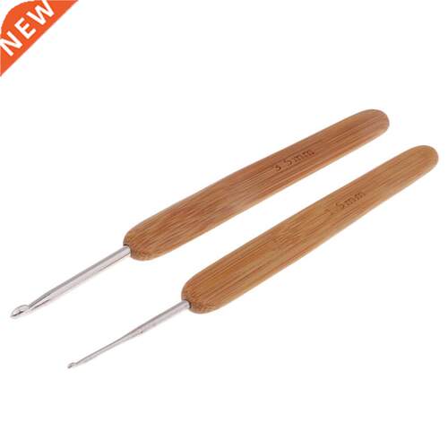 12Pcs Bamboo Handle Iron Metal Crochet Hooks Knitting