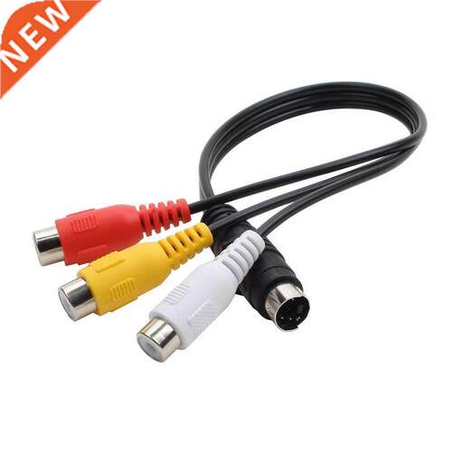 Black 25CM 4PIN S-VIDEO S Terminal To 3RCA Red Yellow White
