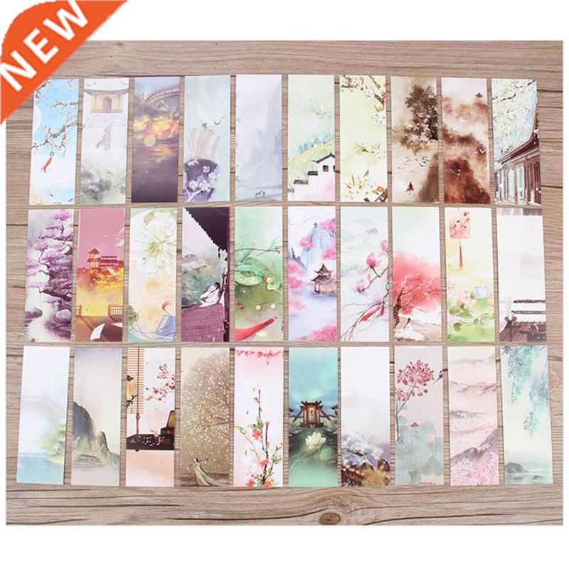 30pcs 18 Styles Creative Chinese Style Flowers Paper Bookmar