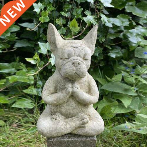 Meditation Bulldog Statue Resin Dog Sculpture Animal Yoga