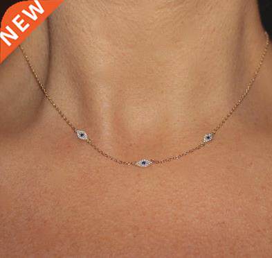 Guarantee 925 sterling silver Blue zirconia Evil Eye Necklac