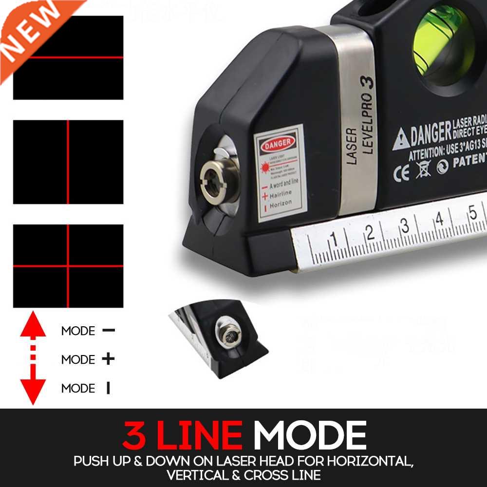 3 in 1 Laser Level Cross Line Ruler With Measuring Tape Plum
