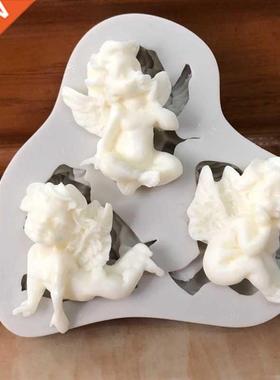 3 Hole Baby Angel Shaped Silicone Mold Cake Decoration Boy F