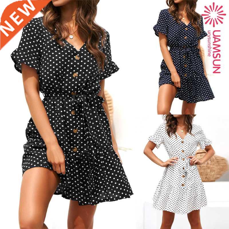 Summer dress Printing Button Chiffon Dress Beach Maxi Dress图片