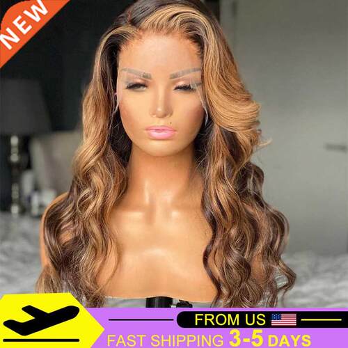 Ombre Highlight Wig Human Hair 13x4 Lace Frontal Wig Body Wa