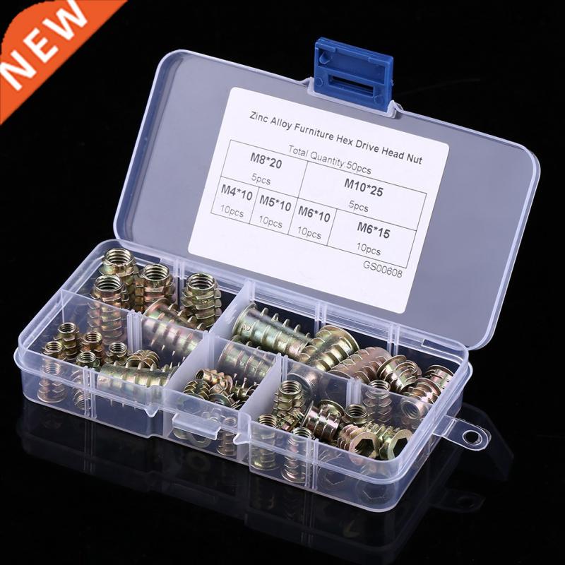 50pcs M4/M5/M6/M8/M10 Insert Nuts Screw-in Type Hex Drive Th