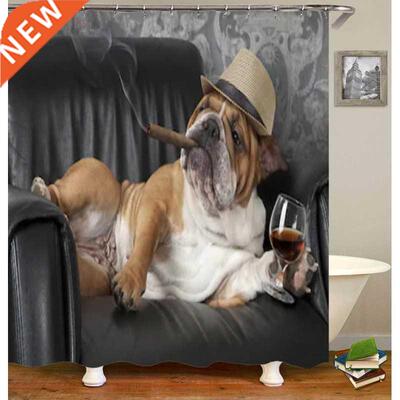 3D Shower Curtain Funny English Bulldog Bathroom Curtain Se