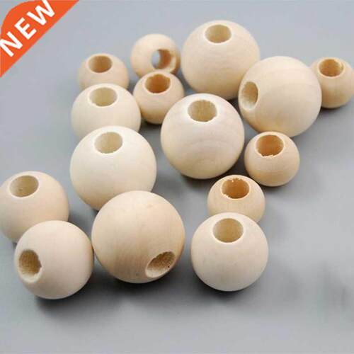 500-2PCS 4mm/50mm Natural Ball Round Spacer Wooden Beads Eco