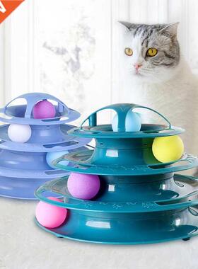 3/4 Levels Cat Toy Tower Tracks Interactive Cat Toy Training