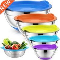 Mixing owls With Airtight Lids &p; Colander, 6Pcs Colorful