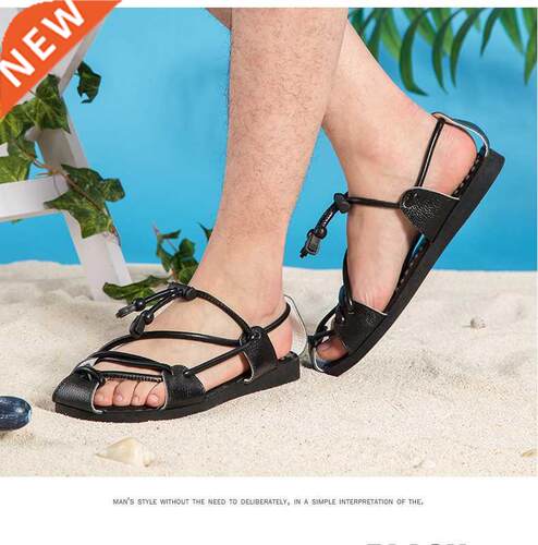 2021 Summer New ndy Men's Outdoor Beach Shoes Leather Open T