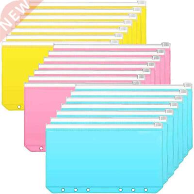 4pcs A6 6-Hole Binder Colorful Pockets Waterproof PVC Cash B