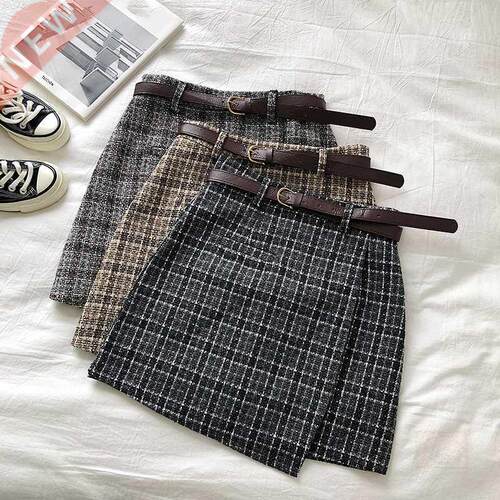 Korean Irregular Lady Skirt Female Autumn Sweet High Waist A