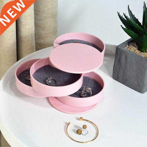 4 Layers Rotatable Jewelry Storage Box Plastic Women Earring