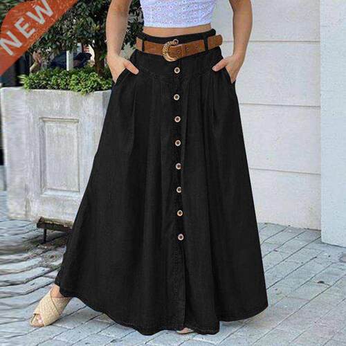 Fashion Autumn Maxi Skirts 2022 ZANZEA Women	s Button