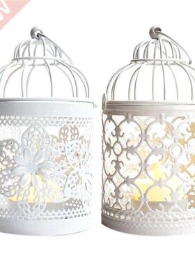 2 Pcs Birdcage Metal Vintage Lanterns Decorative Tealight Ho