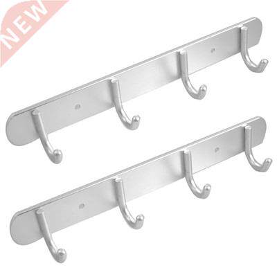 2X Aluminium Alloy 4 Hanger Towel Hat Coat Clothes Wall