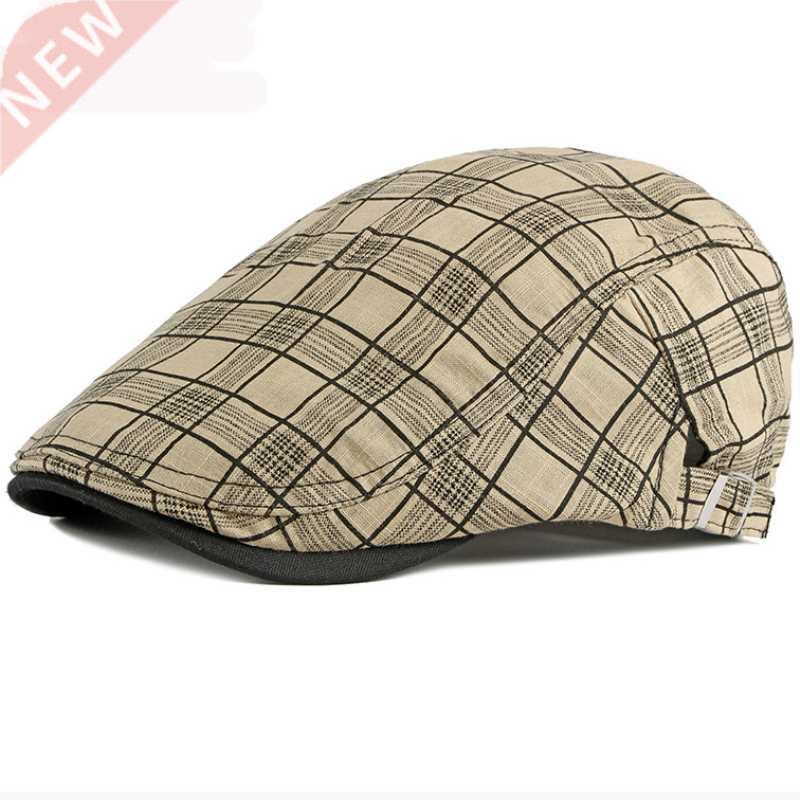 HT3013 Beret Men Women Spring Summer Hat Vintage Plaid Ivy N