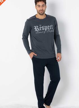 Men Pajama Set Soft Comfortable Spring Autumn Winter Long Sl