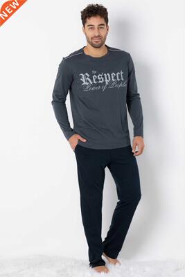 Men Pajama Set Soft Comfortable Spring Autumn Winter Long Sl