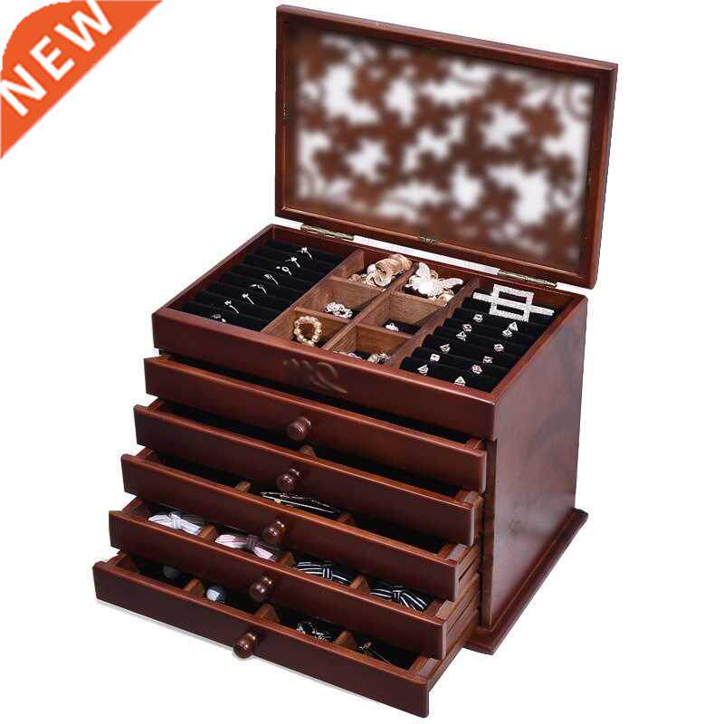 Multi-Layer Big Wooden Jewelry Box Hollow out/With Mirror