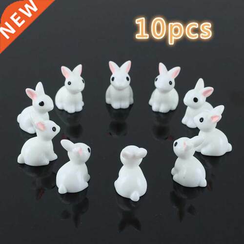 10 Pcs Lovely Miniature Garden Mini Rabbit Resin Fairy Ornam