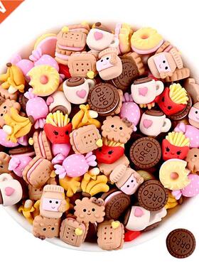 20 -100Pcs Cartoon Resin Miniatures Chips Doughnuts Cookies