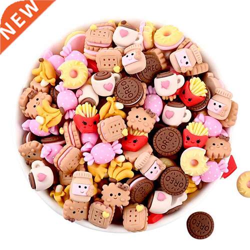 20 -100Pcs Cartoon Resin Miniatures Chips Doughnuts Cookies
