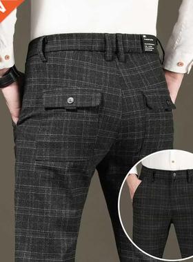 New Autumn Men's Plaid Pants Men Winter Casual Thick Suit Pa