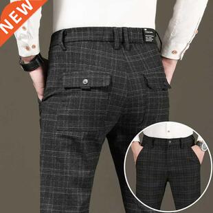 New Autumn Men's Plaid Pants Men Winter Casual Thick Suit Pa