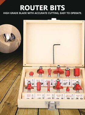 12 Pcs Shank Carbon Steel Woodworking Tool Cutter Router Bit