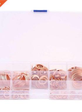 280pcs 12 Sizes Assorted Solid Copper Crush Washers Seal Fla