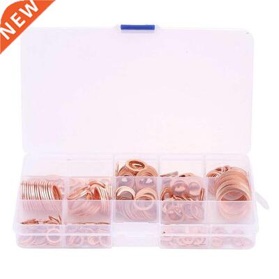 280pcs 12 Sizes Assorted Solid Copper Crush Washers Seal Fla